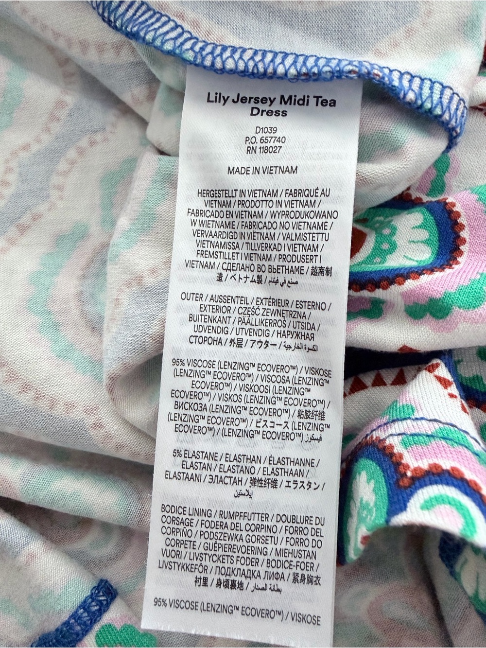 Boden Women’s Lily Jersey Stretch Midi Tea Botanical Dress Sz 10 - Picture 6 of 8